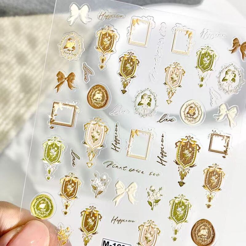 Vintage Diamond Pattern Stamp Nail Art Stickers, Embossed 3D Oil Painting Style Frame, New Adhesive Nail Decoration Vintage Diamond Pattern Stamp Nail Art Stickers, Embossed 3D Oil Painting Style Frame, New Adhesive Nail Decoration