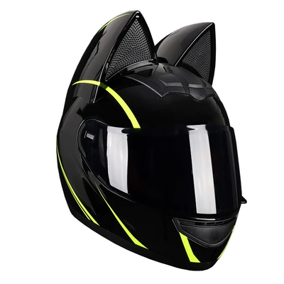 Motosiklet kaskı (dəbilqə) – Stock - fluorescent-yellow-track-black-lenses-s
