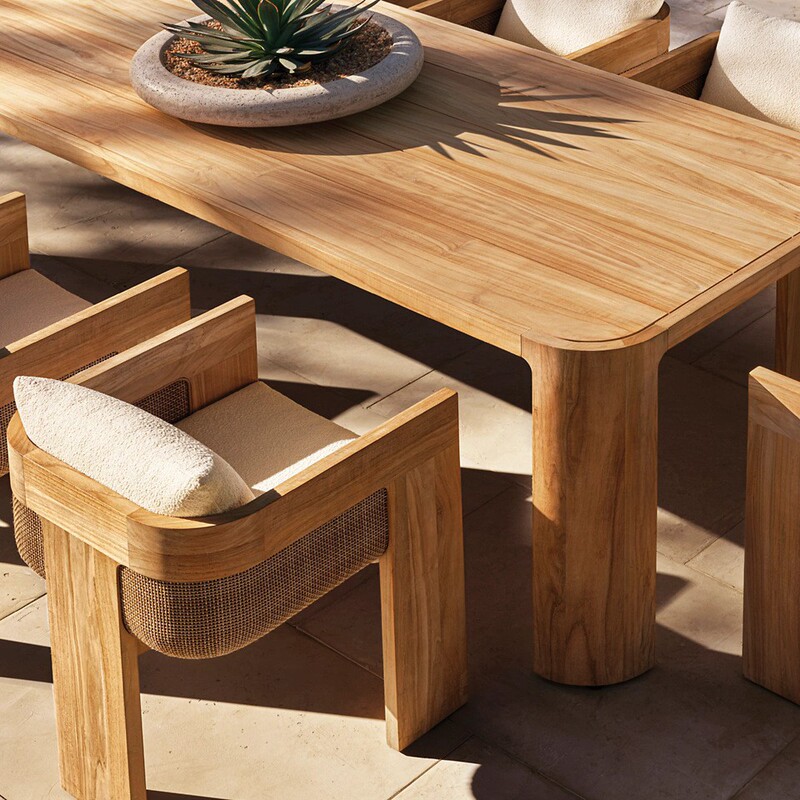 Outdoor Teak Tables and Chairs, Courtyard Terrace, Outdoor Rattan Waterproof and Sun Protection Design, Garden Villa Anti-Corrosion Solid Wood Furniture Outdoor Teak Tables and Chairs, Courtyard Terrace, Outdoor Rattan Waterproof and Sun Protection Design, Garden Villa Anti-Corrosion Solid Wood Furniture