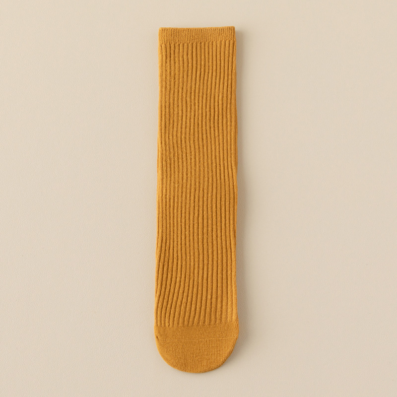 Calcetines de baile infantiles de colores brillantes, calcetines largos de color sólido para niños y niñas, calcetines hasta la pantorrilla de doble aguja, calcetines largos rectos al por mayor.