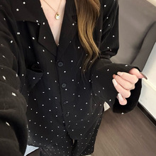 跨境外贸批发抖音新款宽松睡衣女生星星云朵棉长袖长裤休闲时现货