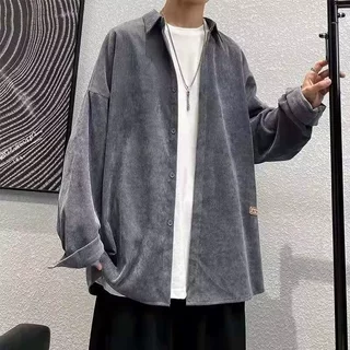 美式复古灯芯绒长袖衬衫男士春秋季ins港风潮牌宽松百搭衬衣外套