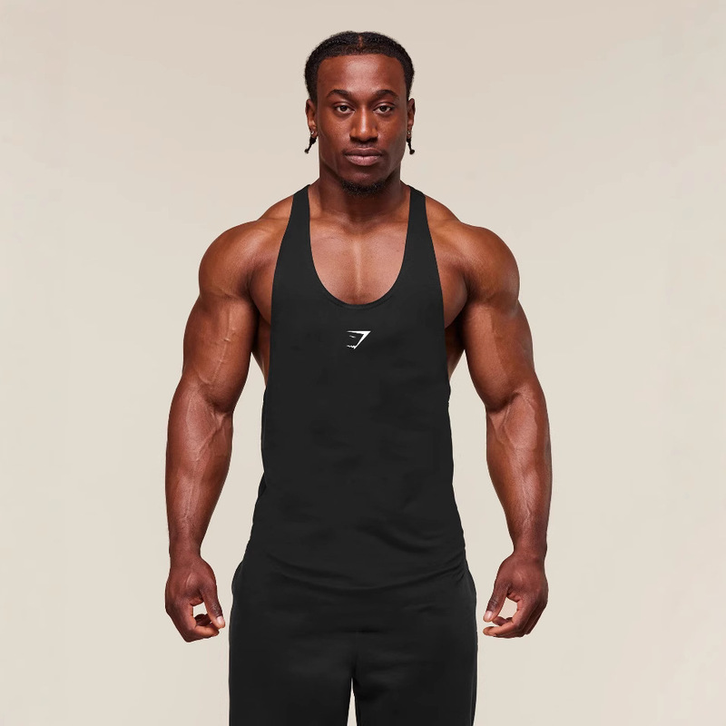 Gymshark Fitness Men's Sports Shark Vest Casual Training Breathable Elastic Casual Sleeveless Racer Vest