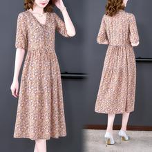 好质量年轻款真丝碎花连衣裙新款洋气质香云纱桑蚕丝裙中老年女装