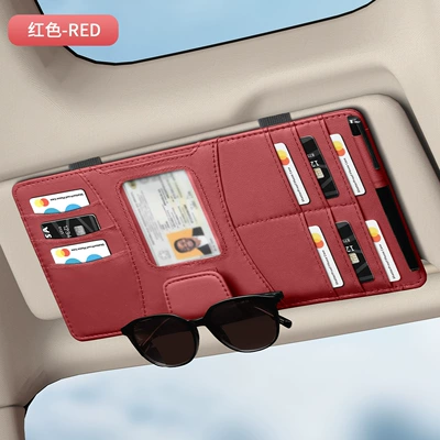 Car Glasses Clip/Bill Clip Bag Photo Holder Document Holder - red