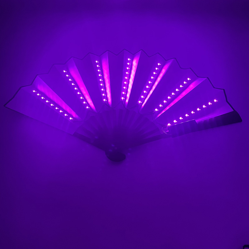 Bar discoteca baile ventilador luminoso TikTok Net rojo ventilador plegable creativo etapa rendimiento hombres y mujeres atmósfera accesorios 3V ventilador