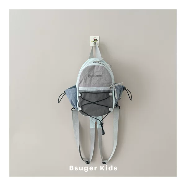 Ins-Style Color-Blocking Children's Crossbody Bag for Boys and Girls, Lightweight Patchwork Shoulder Bag, Fashionable and Versatile Drawstring Outdoor Casual Bag
