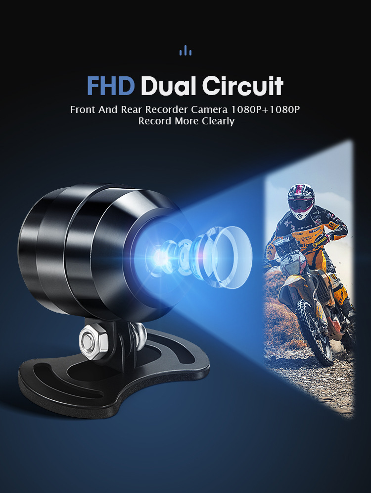 Motorcycle driving recorder HD wireless dual lens intelligent car machine 2K screen navigation carplay