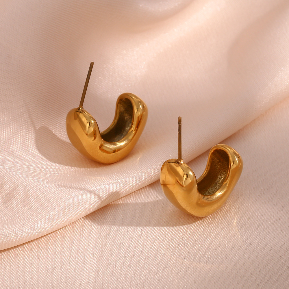 Vintage Style C Shape Stainless Steel Earrings Plating Stainless Steel Earrings