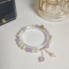 Brand lavender crystal bracelet with amethyst, jewelry from pearl with tassels, Korean style, wholesale