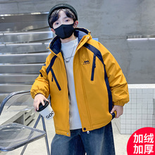 男童外套秋冬款2025新款冬季加绒加厚派克服中大儿童男孩冬装棉服