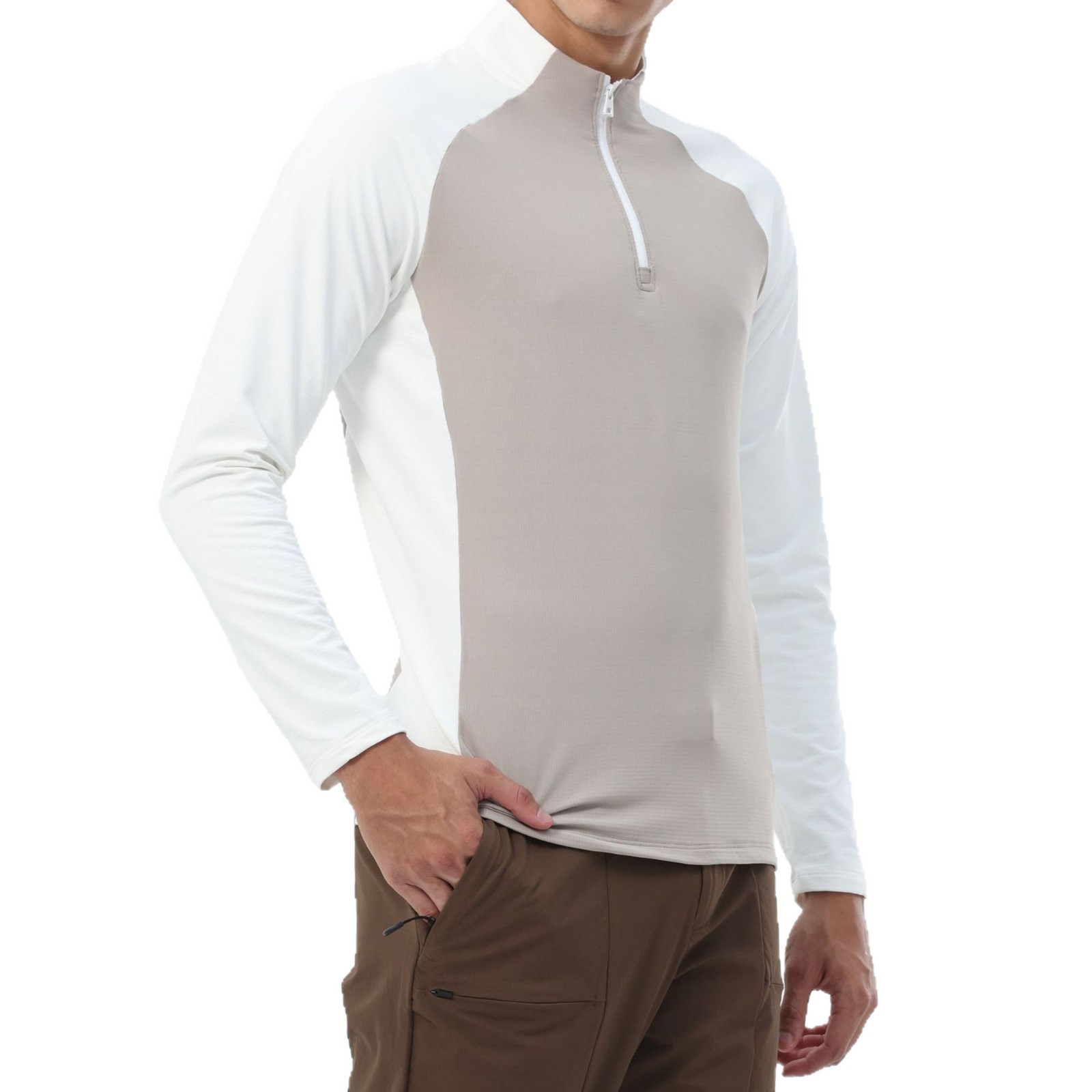 Desnudo elástico medio cremallera de cuello vertical y camiseta de vello para hombres otoño y invierno ropa de yoga deportiva de acondicionamiento físico ropa de secado rápido camiseta de manga larga