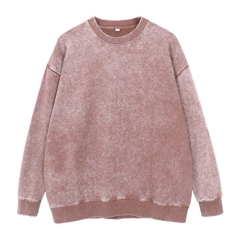 Washed Vintage 400g Heavyweight Terry Crewneck Sweatshirt for Men, Loose Fit with Side Pockets, Trendy American Style Couple's Outfit, Wholesale Sweatshirt Washed Vintage 400g Heavyweight Terry Crewneck Sweatshirt for Men, Loose Fit with Side Pockets, Trendy American Style Couple's Outfit, Wholesale Sweatshirt