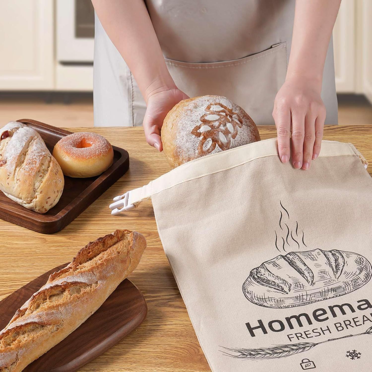 Nuevos productos transfronterizos reutilizables de cera de abeja de hebilla bolsas de pan para revestimiento de cera de abeja natural bolsas de algodón bolsa de alimentos image 5