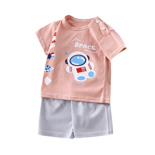 Children's short-sleeved suit pure cotton girls summer clothes boys t-shirt baby baby clothes Korean style children's shorts factory