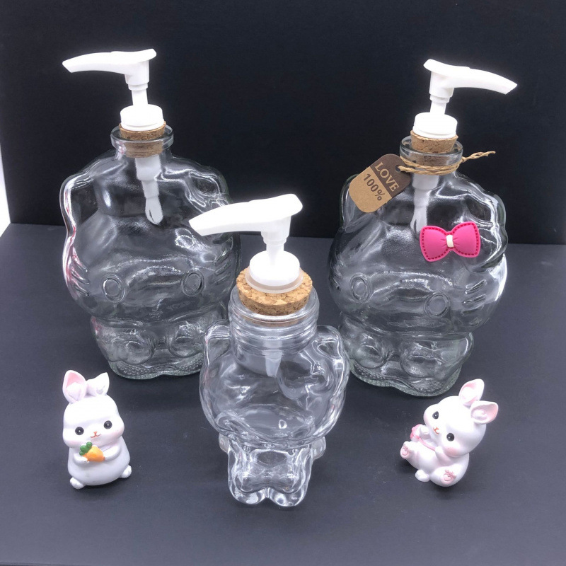 125ml/380ml HelloKitty玻璃泵头瓶 家用可爱洗手液分装瓶