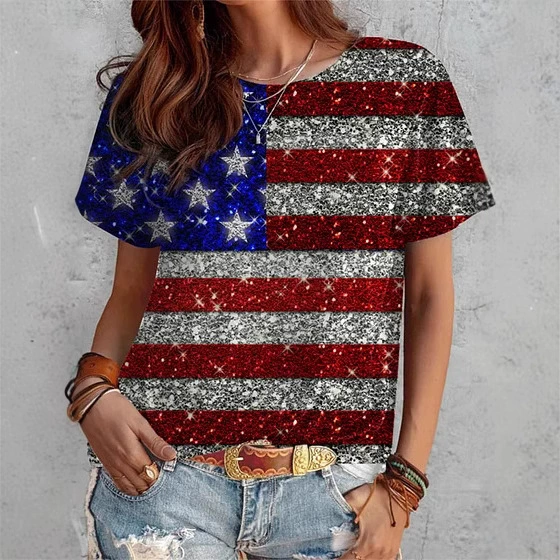 Американская кросс-бордерная футболка 2025 года, новая повседневная мода, универсальная, высококачественная, с принтом, короткий рукав, круглый вырез