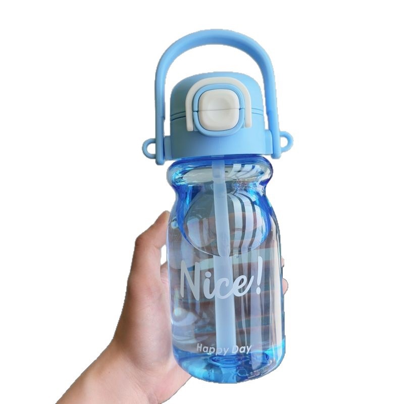Gran capacidad al aire libre Futong niñas estudiantes viajan tazas de mano doble boca red taza de agua roja taza de paja portátil verano
