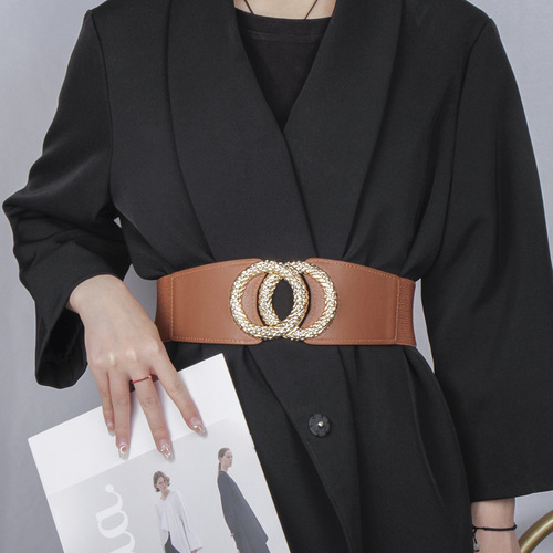 Trendy brand European and American style belt women's decorative coat with dress belt waist suit elastic elastic waistband wide