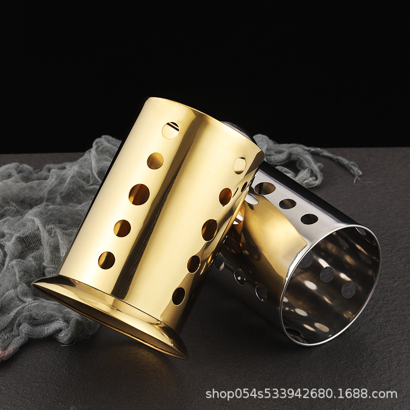 Acero inoxidable palillos titular mayor cocina palillos jaula vajilla jaula palillos titular oro restaurante tijeras clip caja de almacenamiento