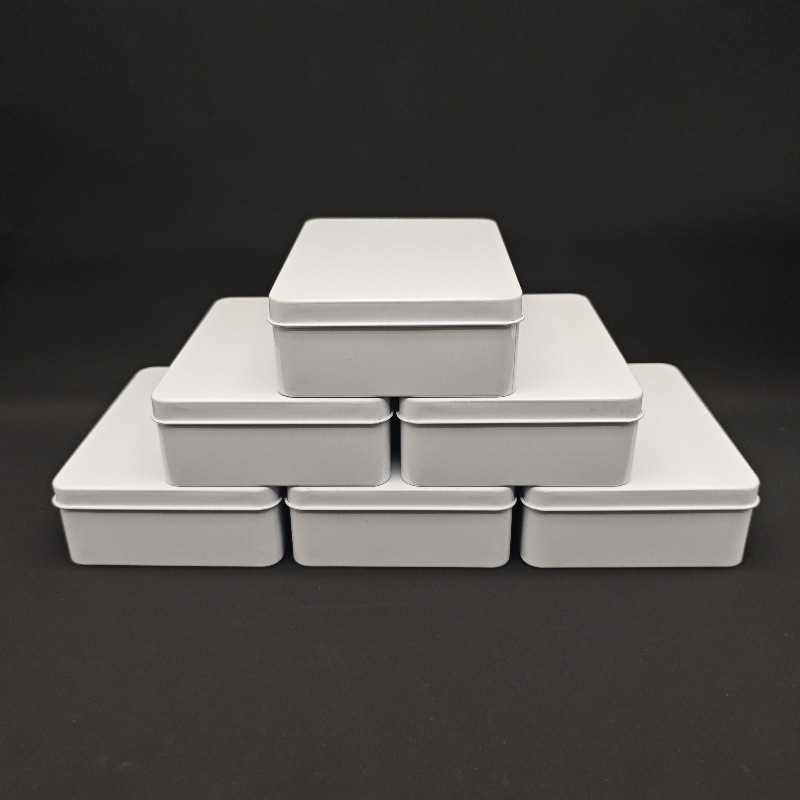 现货批发128x96x40mm 长方形白色卡片糖果铁盒 盖面可印图案
