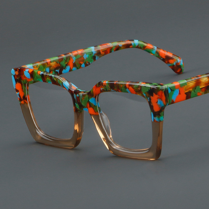 Foreign trade thick plate glasses patchwork retro frames 882285 European and American Danyang wholesale can be equipped with large frames for myopia glasses