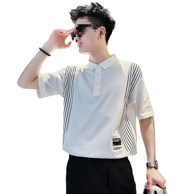 Polo de manga corta a rayas Camiseta de solapa de marca de moda de verano para hombre 2025 nuevo estilo casual ropa fina media manga