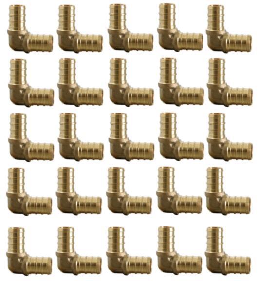 (25-Pack) 1/2 Inch 90 Degree Elbow PEX Fittings Lead Free