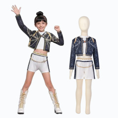 亚马逊跨境新款女孩恶魔猎人服装搭配流行歌手3D印花女装童装套装
