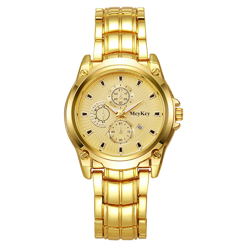 Nuevo reloj de correa de acero de pareja de aleación transfronteriza clásico negocio de tres ojos gran esfera impermeable fábrica de relojes de cuarzo al por mayor