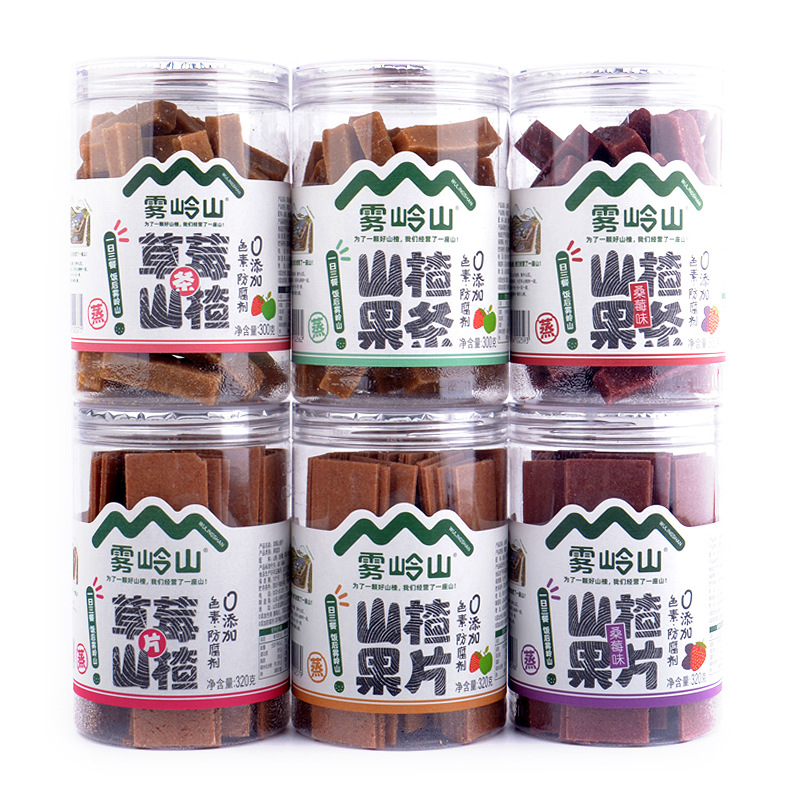 雾岭山山楂果片果条桑莓草莓山楂条山楂片果丹皮儿童罐装休闲零食
