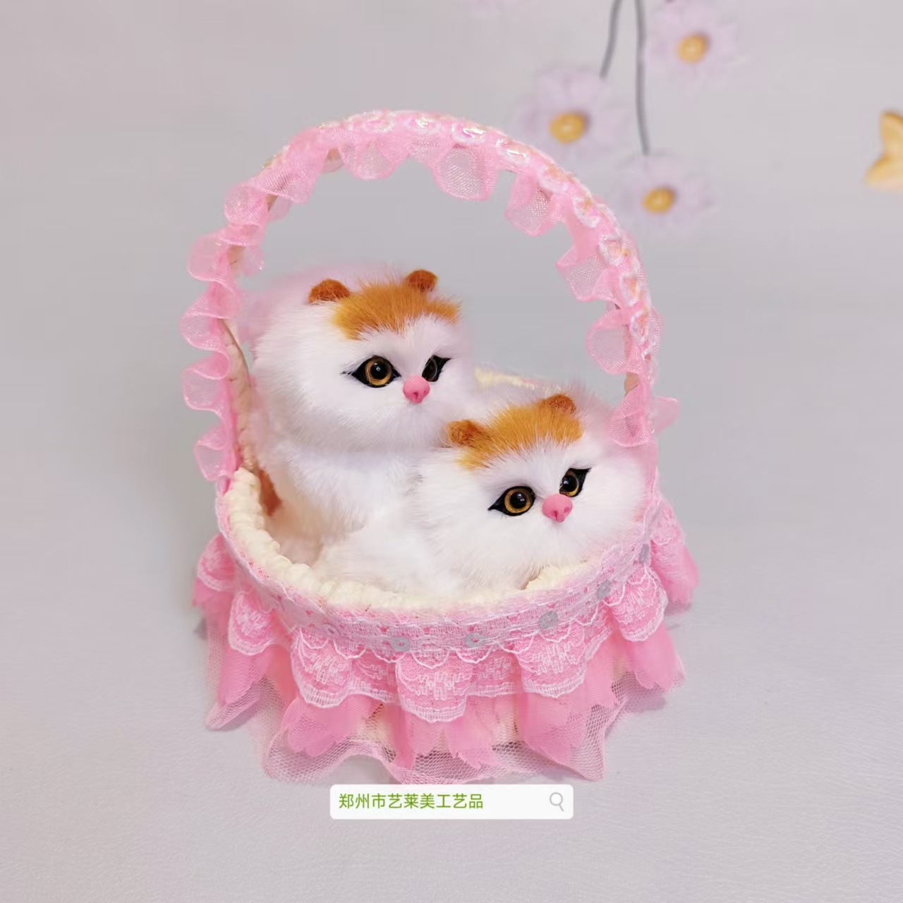 핑크 스팽글 레이스 바구니 엄마와 고양이가 짖을 수 있어요
