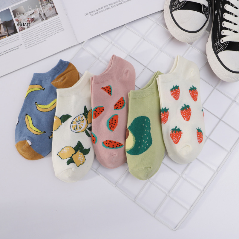 Summer socks thin women's boat Socks in fashionable cute Japanese avocado students Korean short tube Net red strawberry socks Summer socks thin women's boat Socks in fashionable cute Japanese avocado students Korean short tube Net red strawberry socks