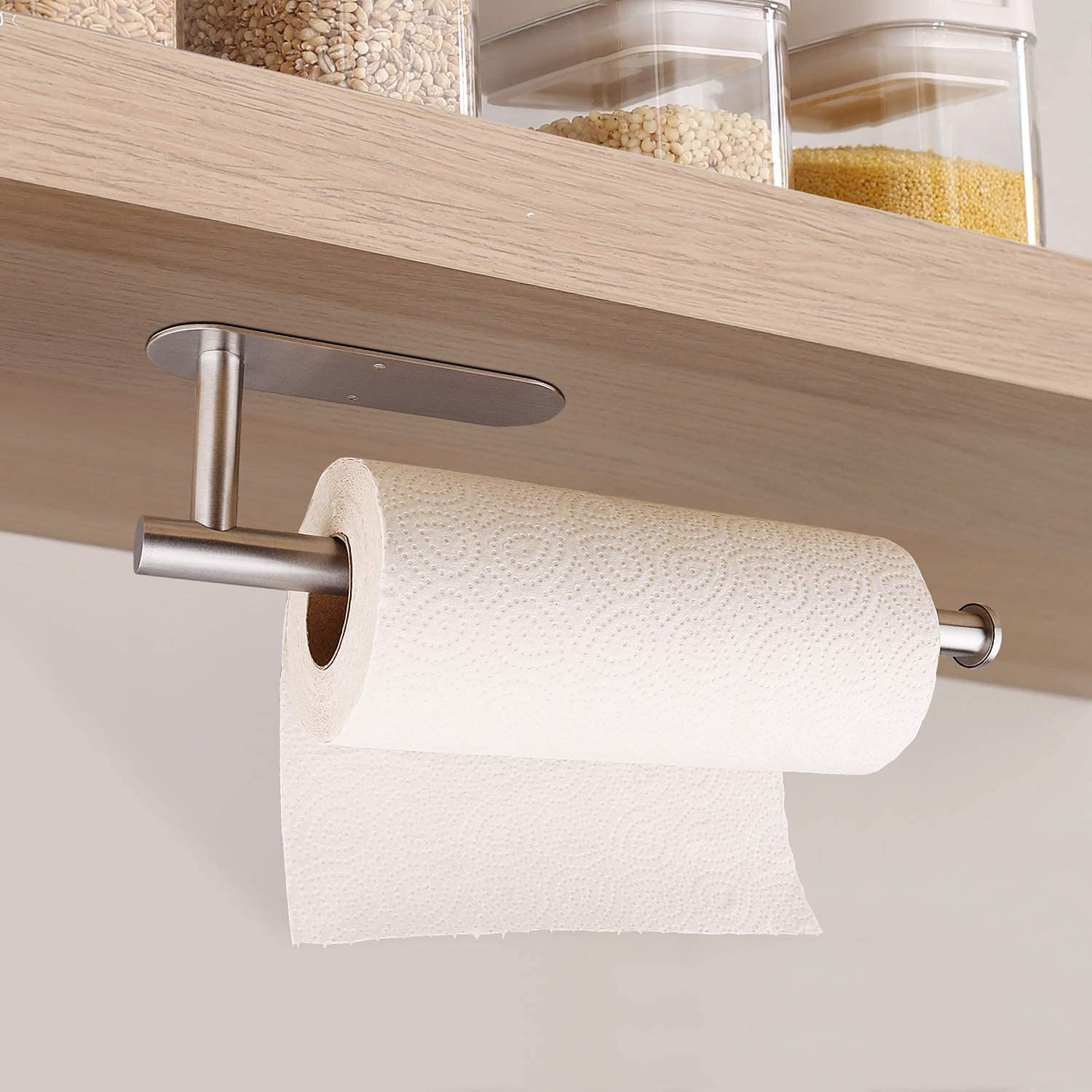 Estante de toallas de cocina de acero inoxidable sin claves sin perforación autoadhesivo tipo de pared metal negro americano estante de papel de baño