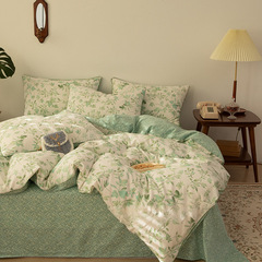 2022 new cotton printed four-piece set small fresh floral lace trim pure cotton twill 13372 set