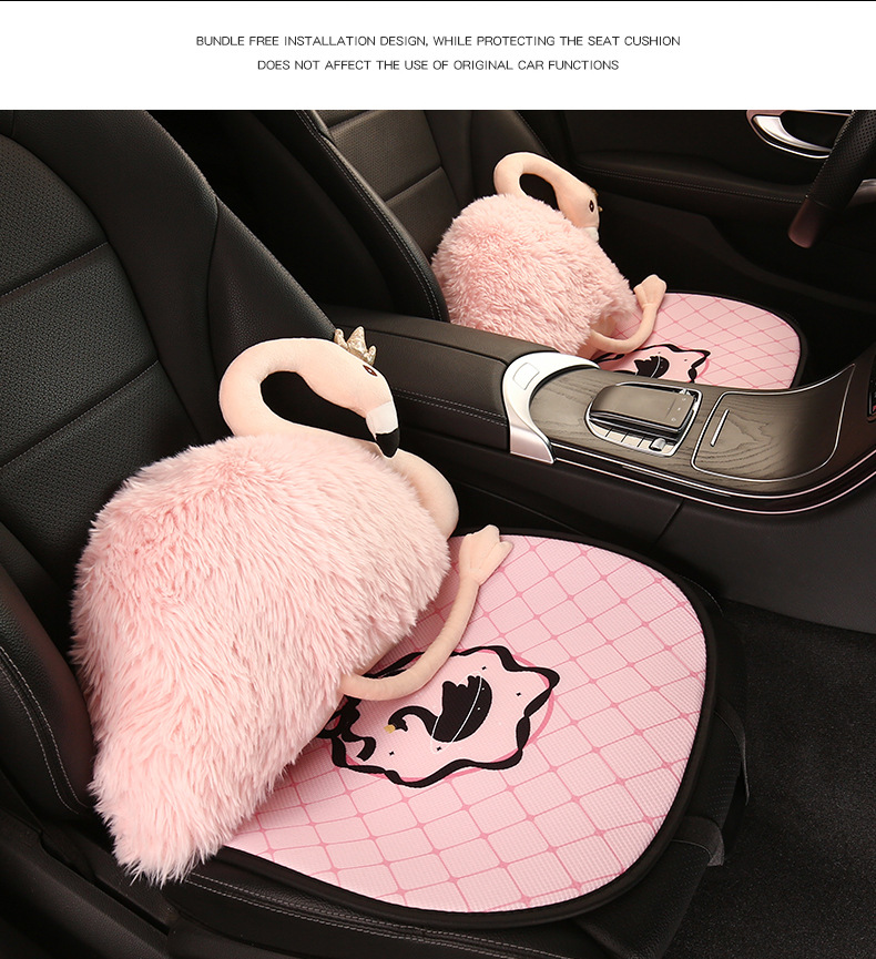 26 New Models of Swan Summer Car Ice Silk Seat Cushions, Cute Cartoon Car Seat Cushions, Universal for All Seasons, for Women