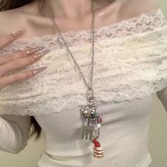 甜酷y2k少女kitty吊坠钥匙扣长款项链可爱甜酷辣妹精致百搭锁骨链