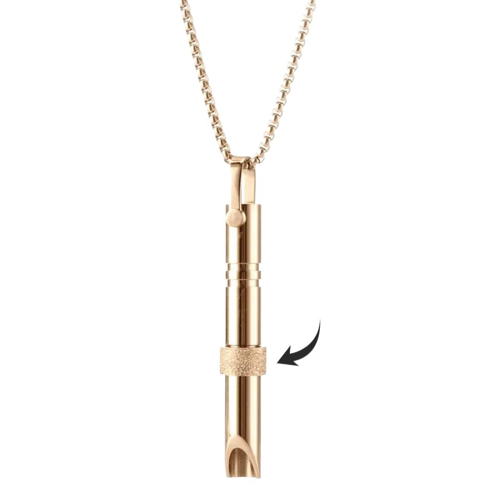 Amazon Meditación Silbato Accesorios de acero de titanio Pensamiento recto Collar Collar Ajustando la respiración Presión lenta Anillo de tubo redondo Joyas