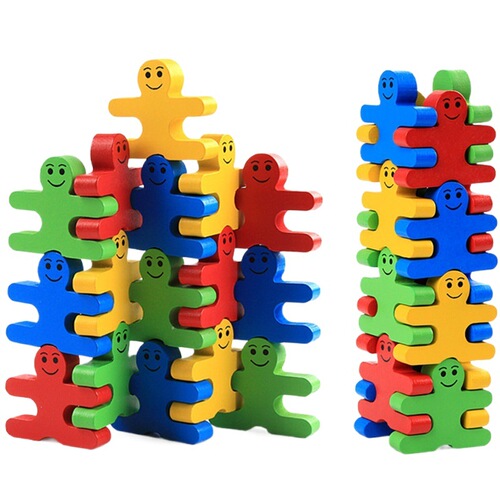 Creative balance villain building blocks for children's early education, good intelligence, assembled wooden toys, parent-child interactive games, stacked high