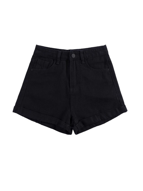 プラスサイズの黒のデニムショートパンツ、女性用、夏用、薄い、太いmm、ペア型のボディ、ハイウエスト、伸縮性のあるヒップカバー、スリムなAラインホットパンツ|undefined