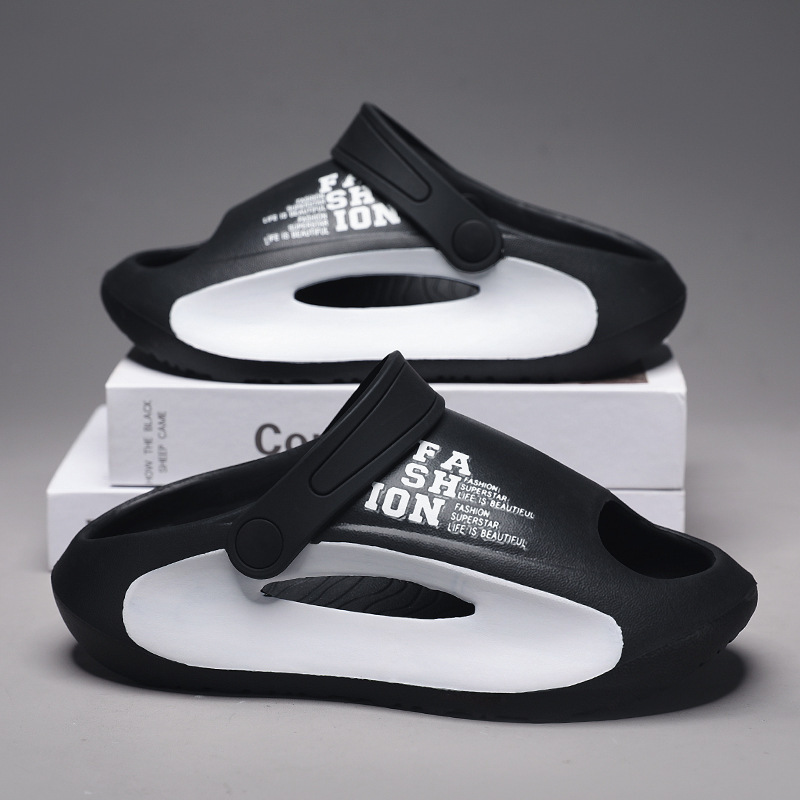 Sandalias para niños verano nuevo estilo tacón para niños, chanclas, agujeros, niños antideslizantes, zapatos de playa para niños grandes