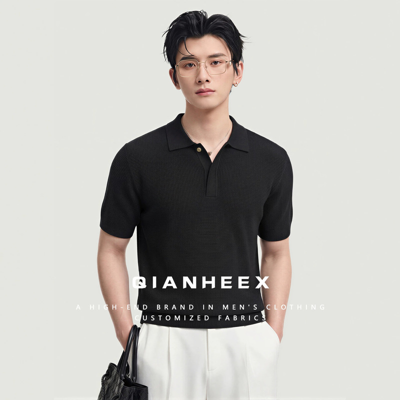 [Italian Old Money Style] Tencel Linen Breathable Knitted Polo Shirt Short-Sleeved Casual Business T-Shirt for Men in Summer