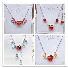新年圣诞款红色套链女 爱心多样式水晶项链锁骨奥地利水晶搭925银