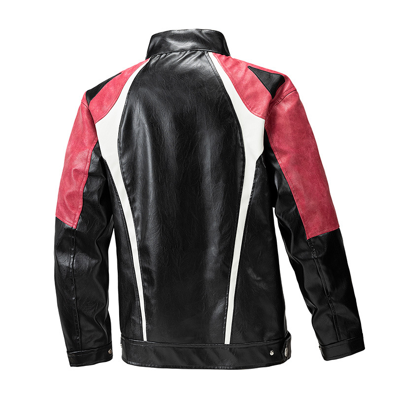Chaqueta de cuero PU de estilo americano chaqueta de hombre primavera y otoño nuevo cuello vertical chaqueta de moda de hombre chaqueta exterior