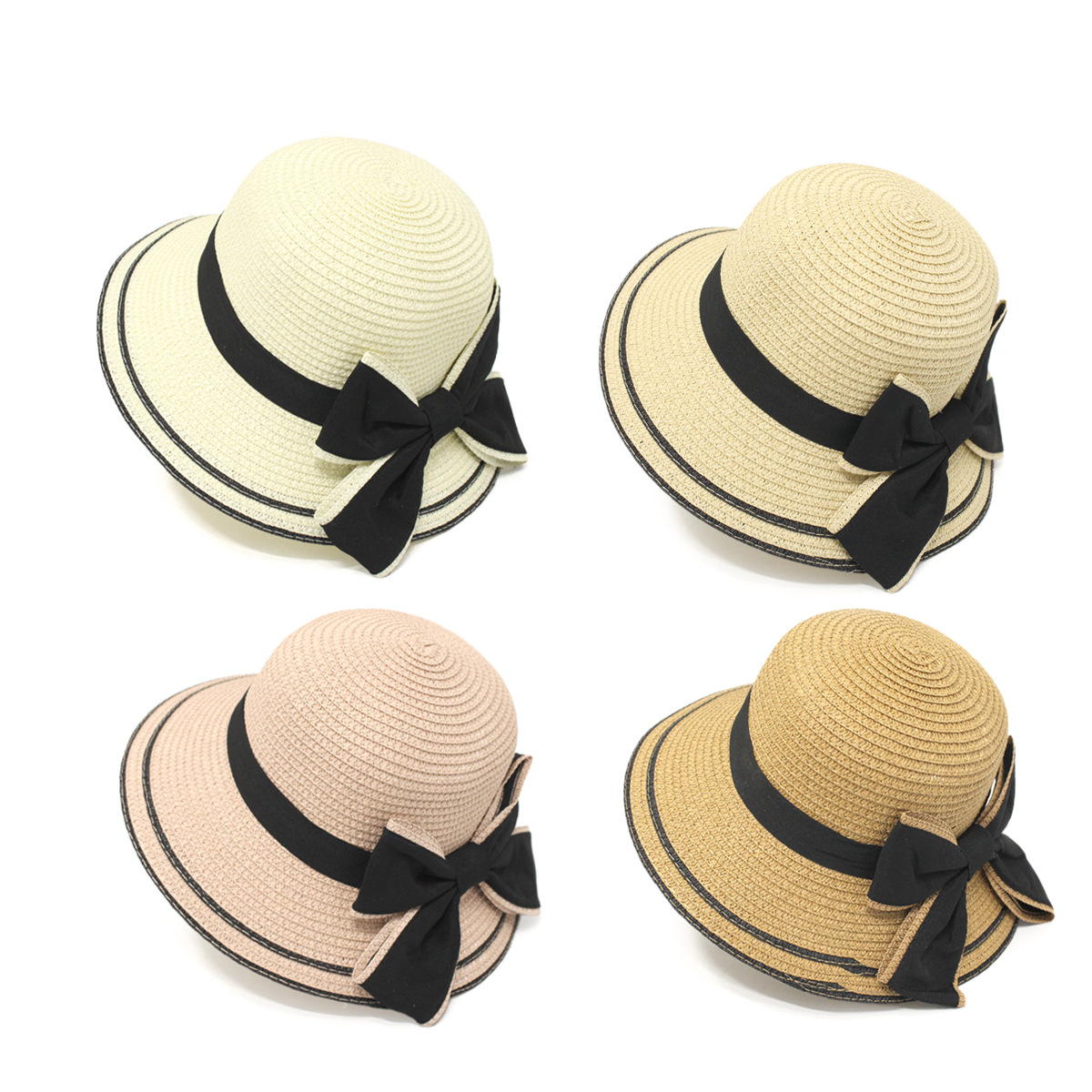 Korean Style Bow Wide-brimmed Sunshade Parent-child Straw Hat display picture 2