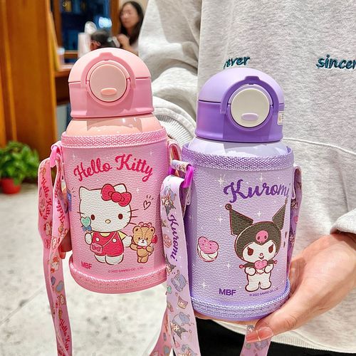 Sanrio Kuromi children's thermos cup for female students with high-looking food grade 316 stainless steel straw cup