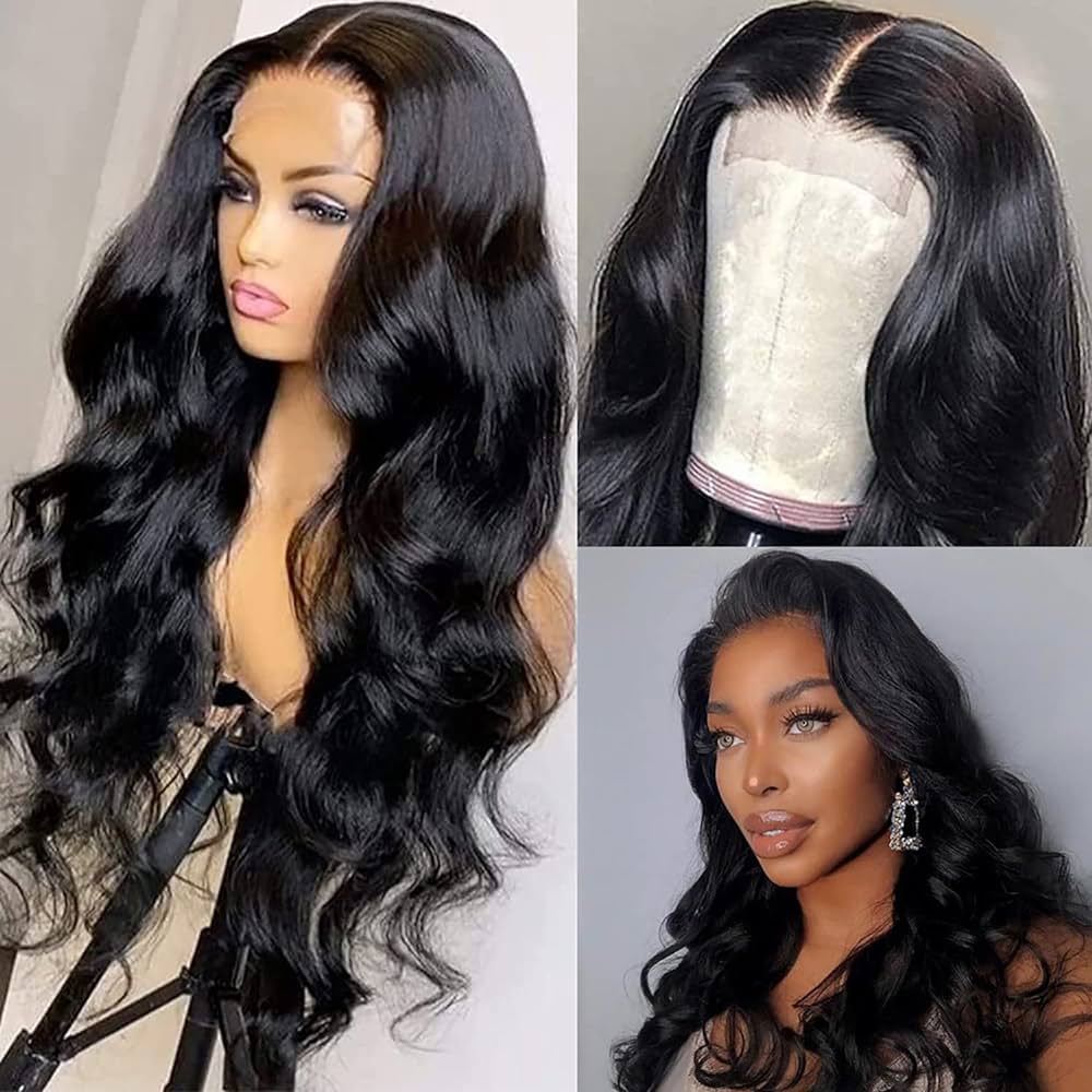 4x4 cuerpo glueless peluca desgaste para ir europeo y americano real pelo humano frente encaje tocado