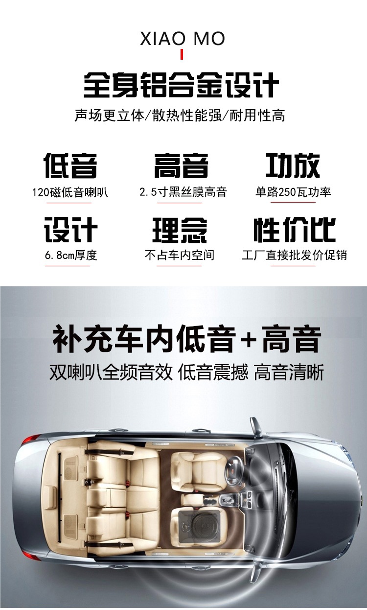 Car Subwoofer 12V24V Ultra-Thin Active Seat Modified Bluetooth Heavy Bass Special Car Audio under the Seat