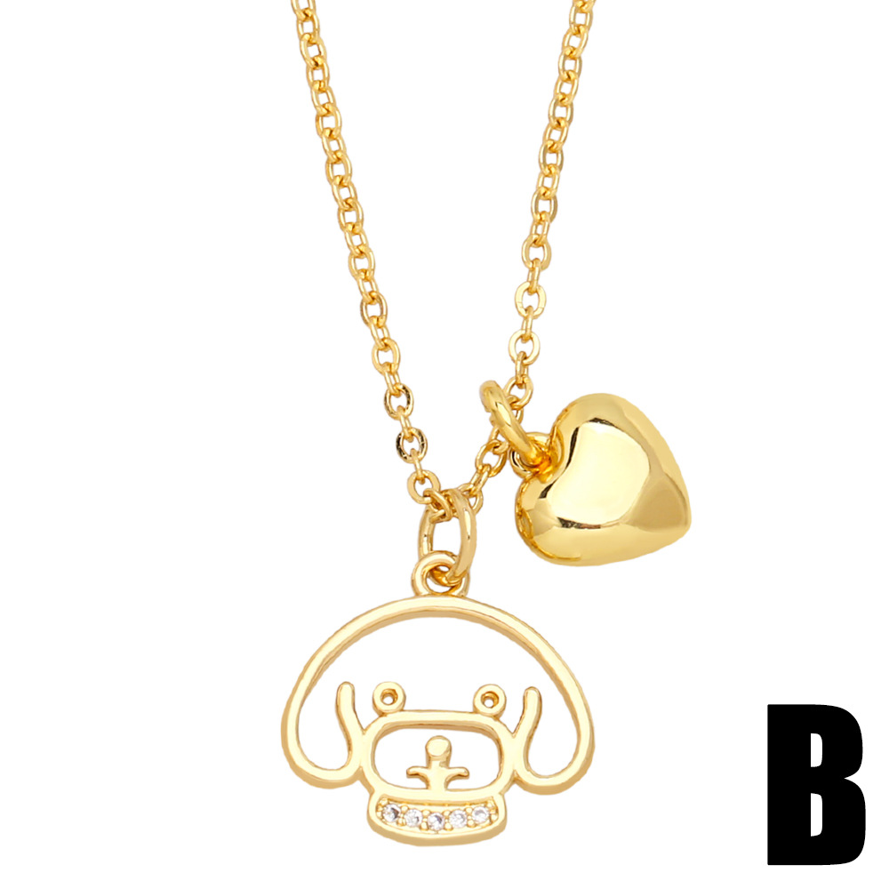 Fashion Dog Copper Plating Inlay Zircon Pendant Necklace 1 Piece