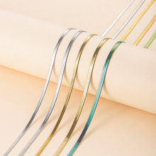 不锈钢项链刀片链项链蛇骨链不掉色真空镀18K金毛衣链链现货批